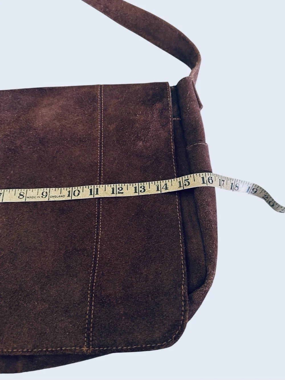 Le Donne Distressed Brown Suede Leather Messenger Bag Crossbody Laptop Satchel